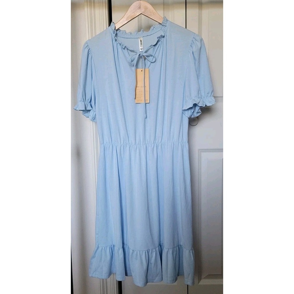 NWT Grecerelle Womens Size Medium Baby Blue Dress